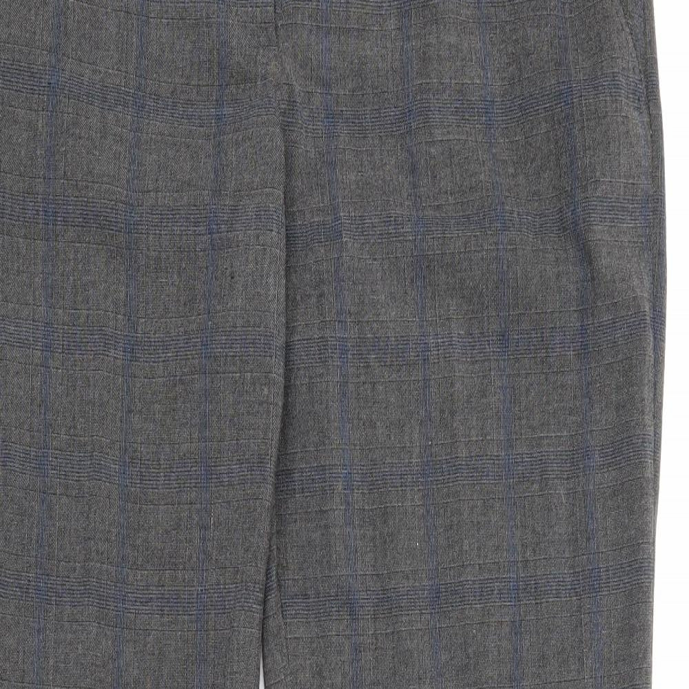 NEXT Womens Grey Plaid Polyester Trousers  Size 14 L30 in Regular Button