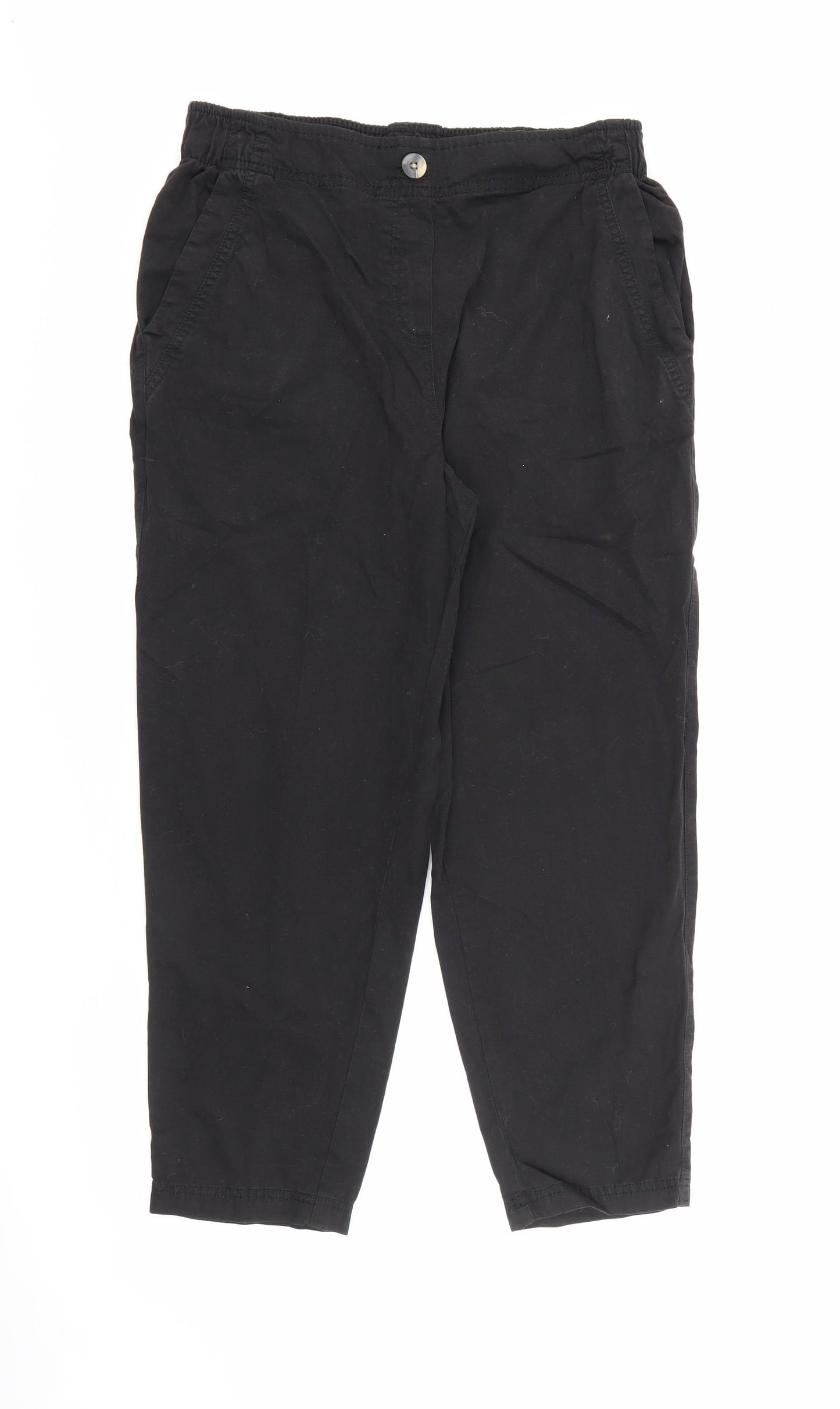 George Womens Black  Cotton Trousers  Size 14 L25 in Regular