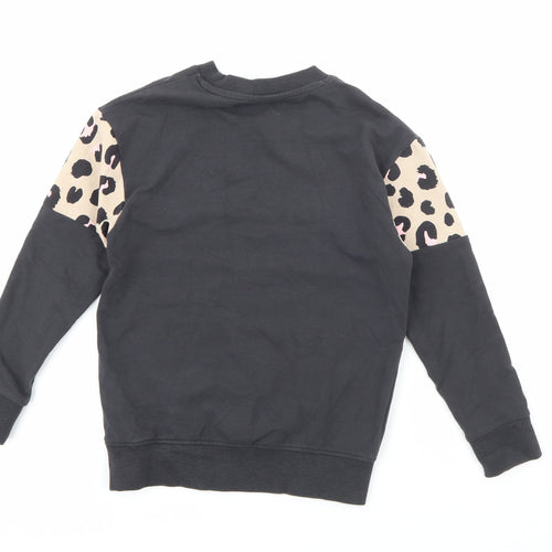Marks and Spencer Girls Grey Animal Print Cotton Pullover Sweatshirt Size 6-7 Years   - Weekend Forever