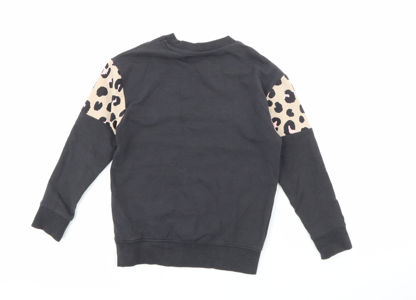 Marks and Spencer Girls Grey Animal Print Cotton Pullover Sweatshirt Size 6-7 Years   - Weekend Forever