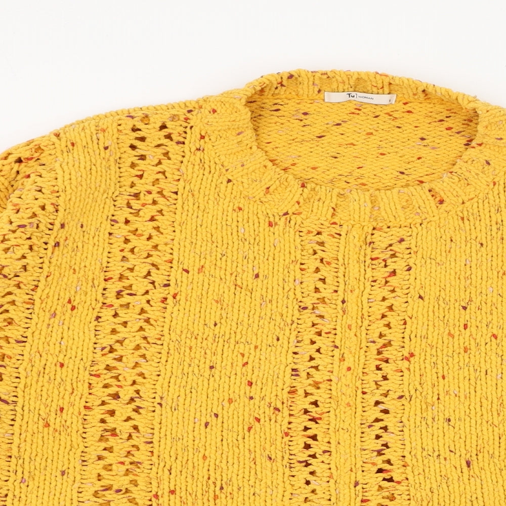 TU Womens Yellow Round Neck  Polyester Pullover Jumper Size 12