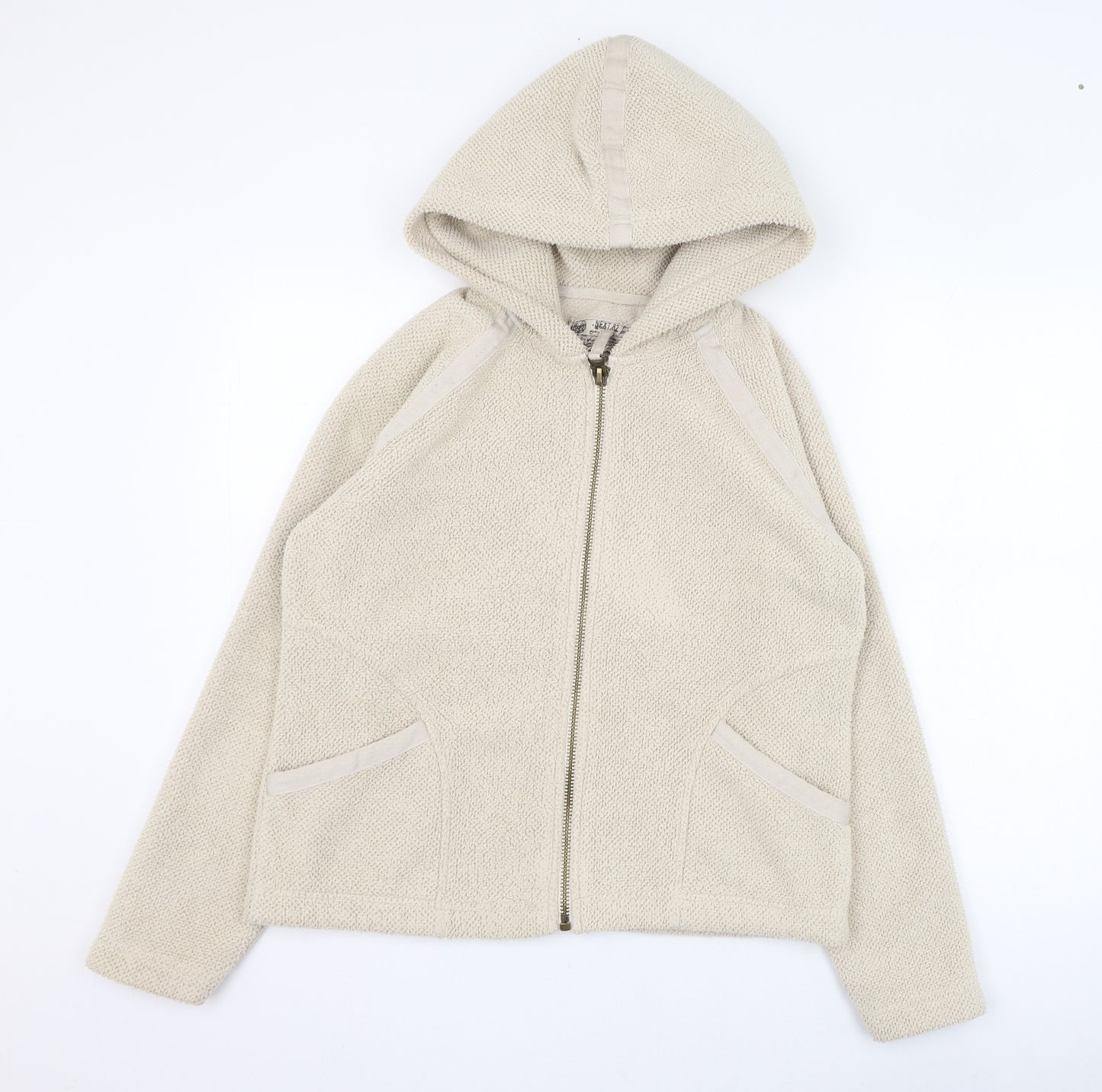NEXT Womens Ivory  Polyester Full Zip Hoodie Size 14  Zip