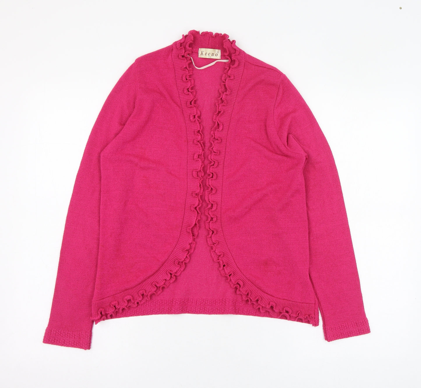 Keeno Womens Pink Square Neck  Acrylic Cardigan Jumper Size S
