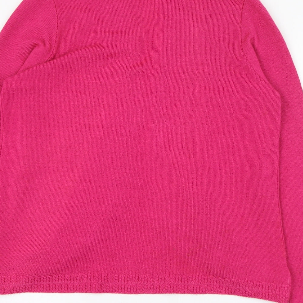 Keeno Womens Pink Square Neck  Acrylic Cardigan Jumper Size S