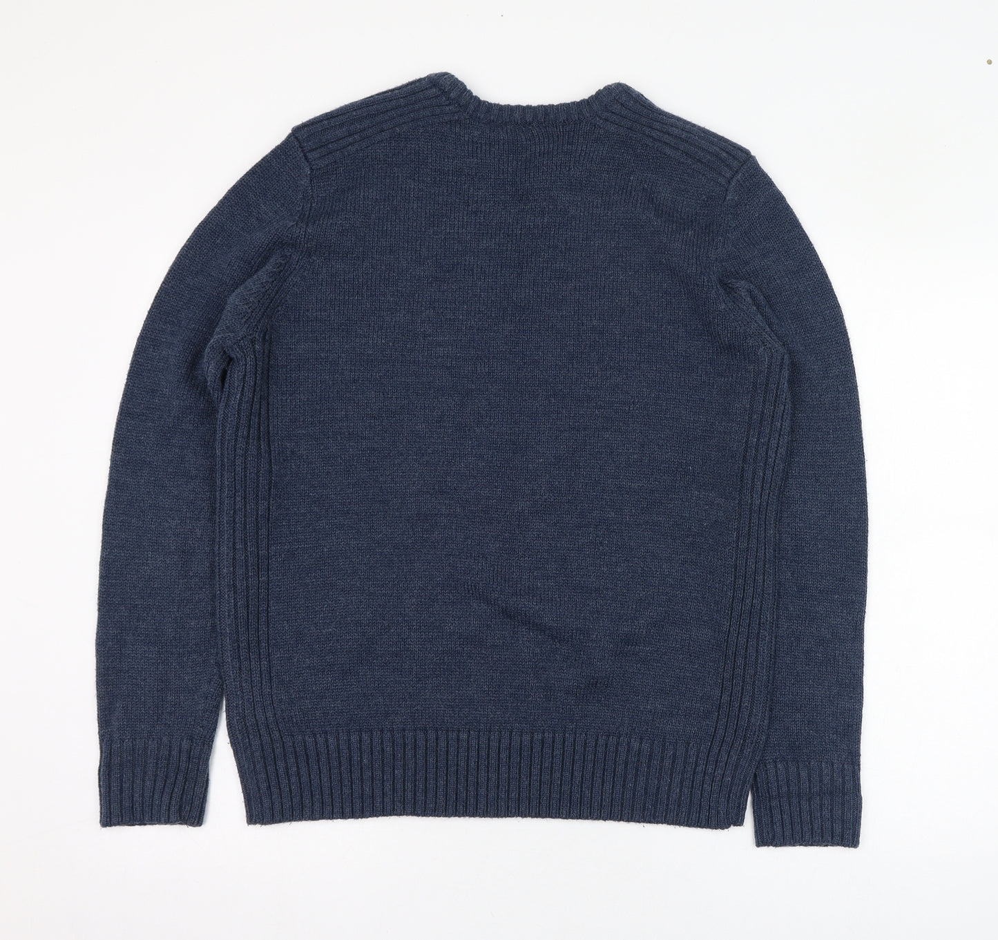Charles Norton Mens Blue Round Neck  Acrylic Pullover Jumper Size L