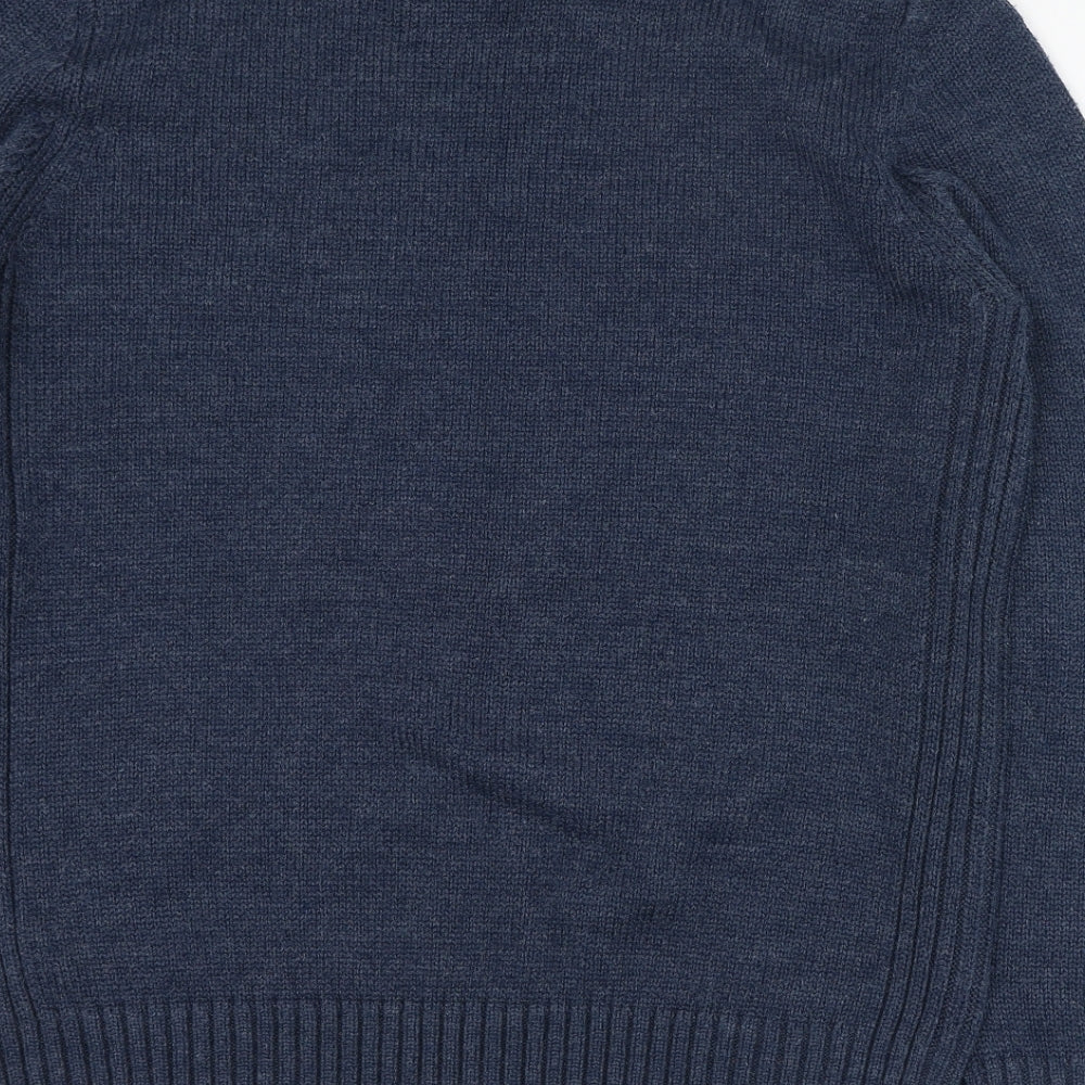Charles Norton Mens Blue Round Neck  Acrylic Pullover Jumper Size L
