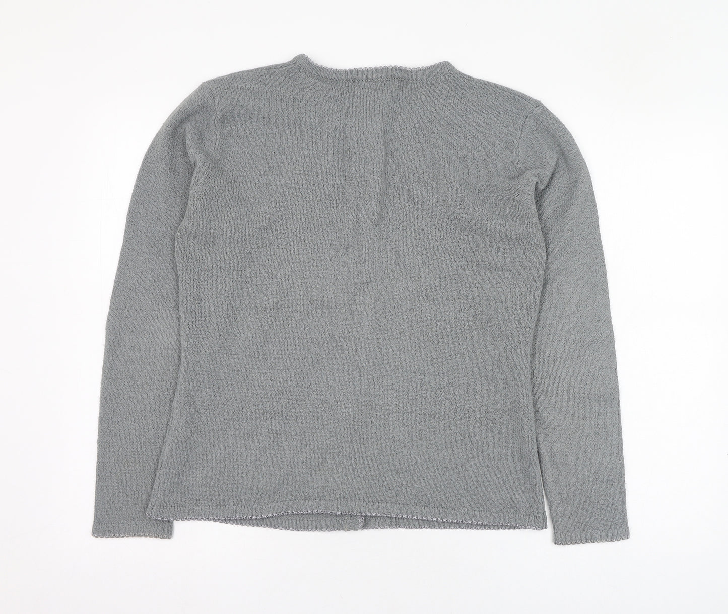 Bonmarché Womens Grey Round Neck  Acrylic Cardigan Jumper Size S