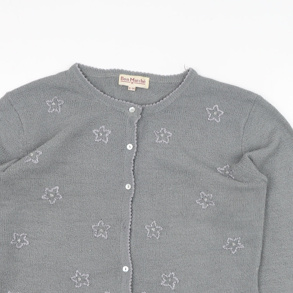 Bonmarché Womens Grey Round Neck  Acrylic Cardigan Jumper Size S