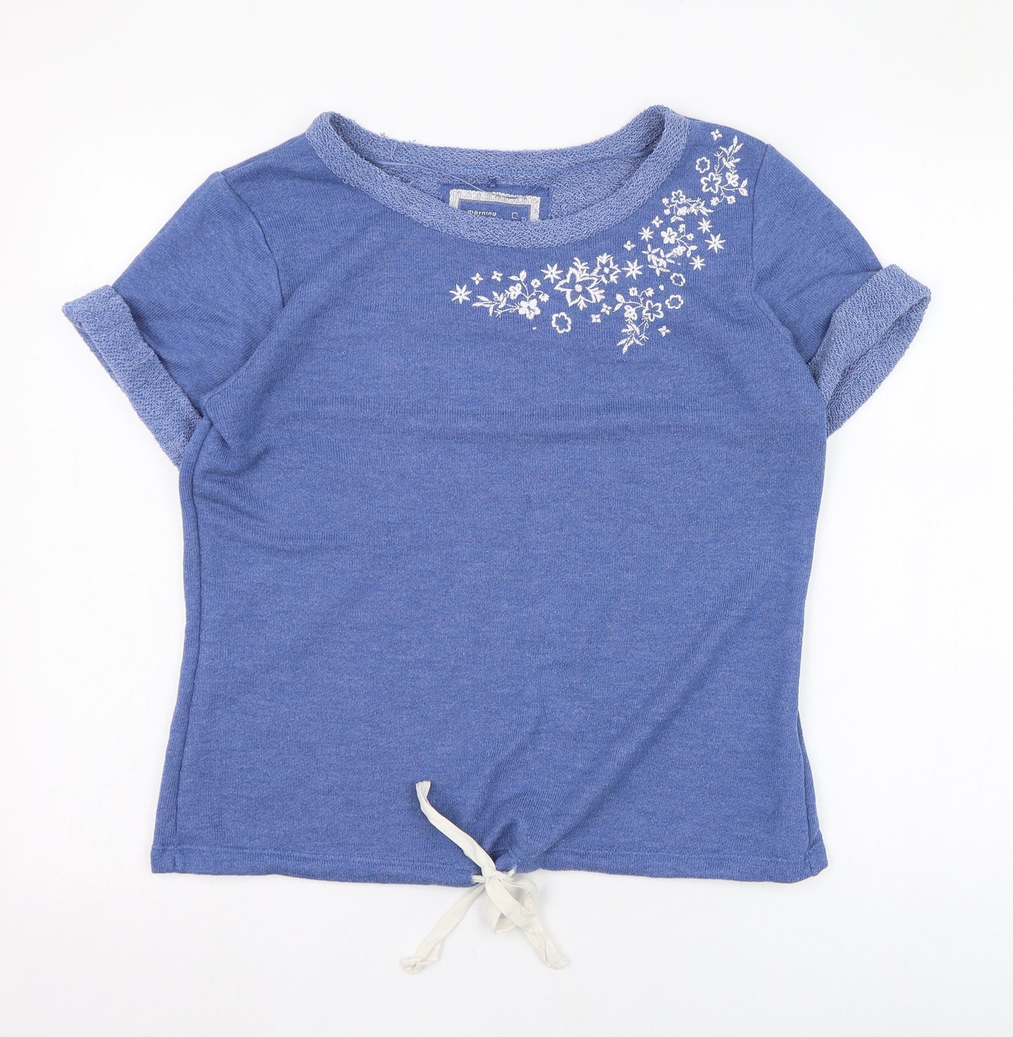 TU Womens Blue  Polyester Basic T-Shirt Size 12 Round Neck