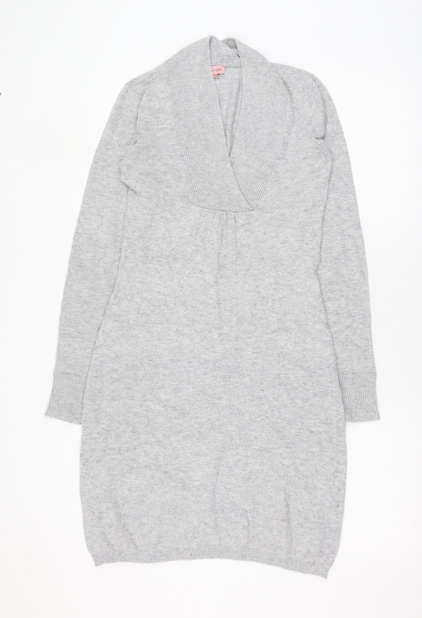 Phase Eight Womens Grey  Polyester Jumper Dress  Size 10  V-Neck Pullover