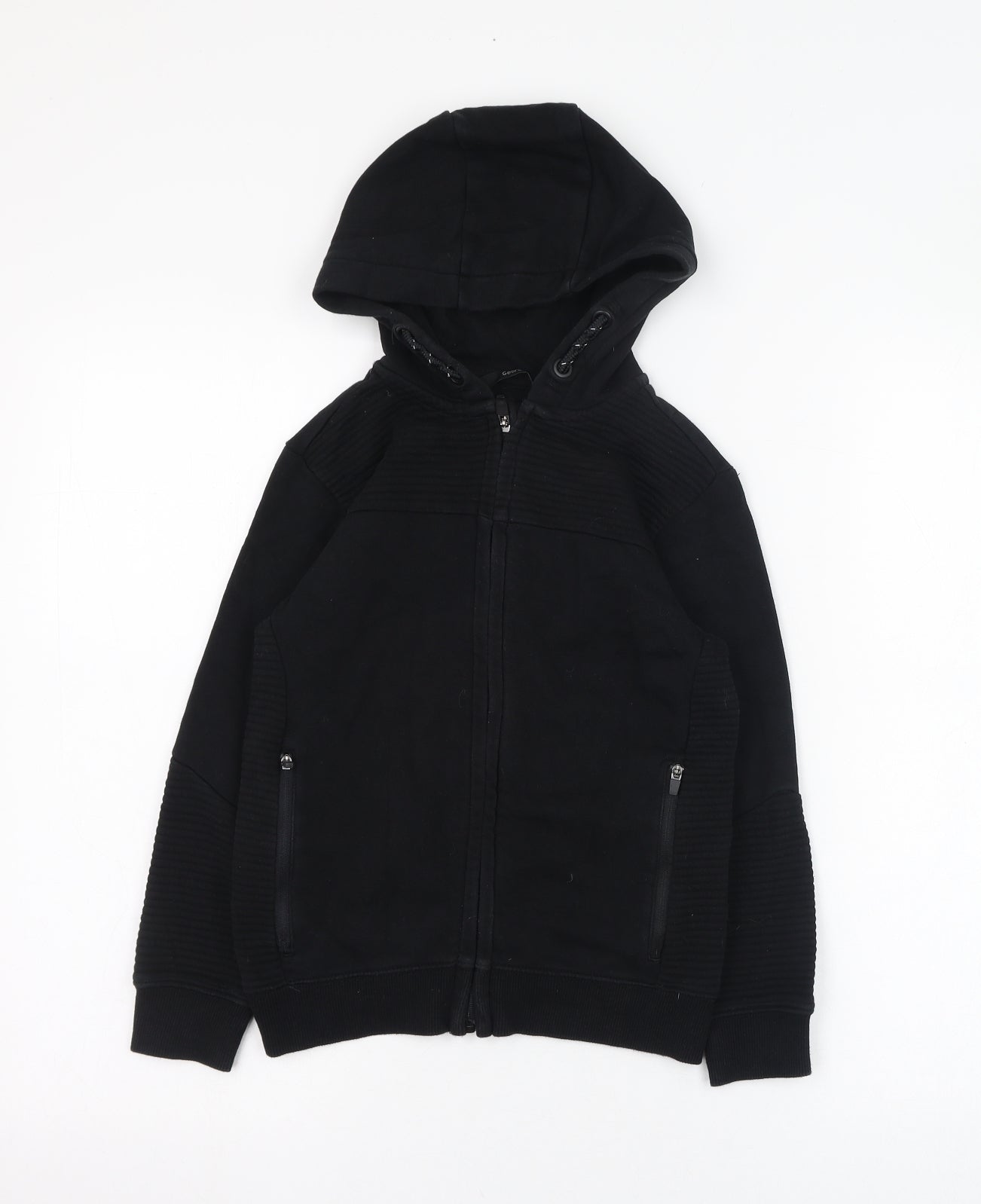 George Boys Black  Cotton Full Zip Hoodie Size 7-8 Years  Zip