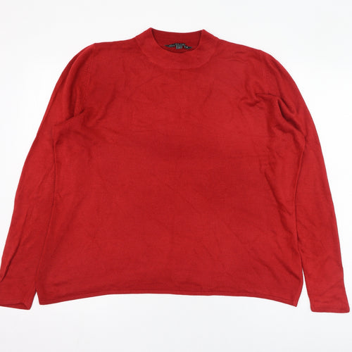 Preworn Womens Red Round Neck  Acrylic Pullover Jumper Size 16
