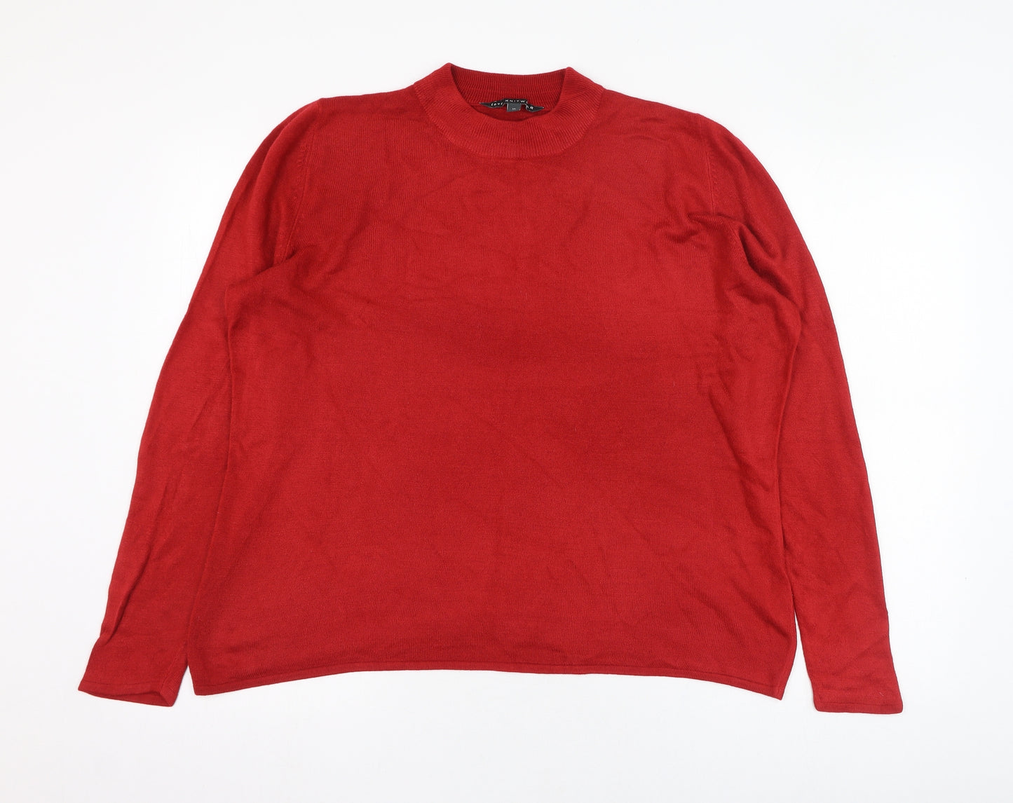 Preworn Womens Red Round Neck  Acrylic Pullover Jumper Size 16