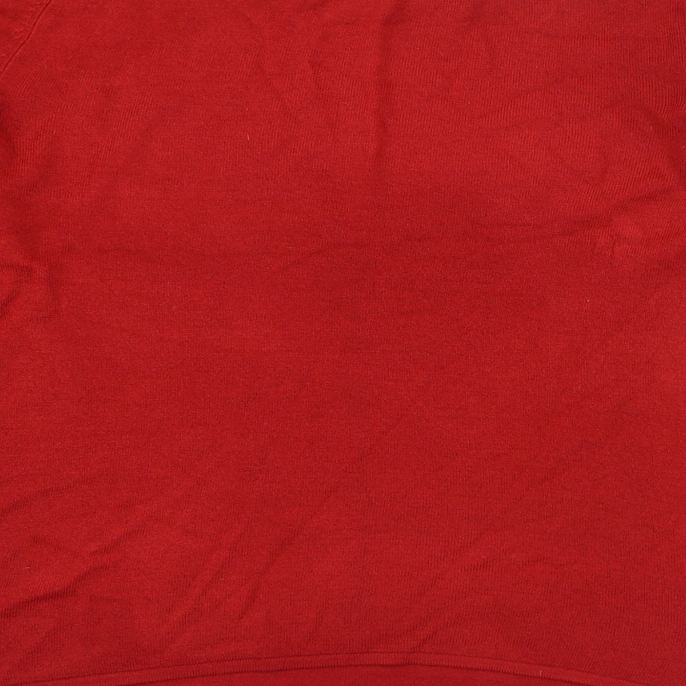 Preworn Womens Red Round Neck  Acrylic Pullover Jumper Size 16