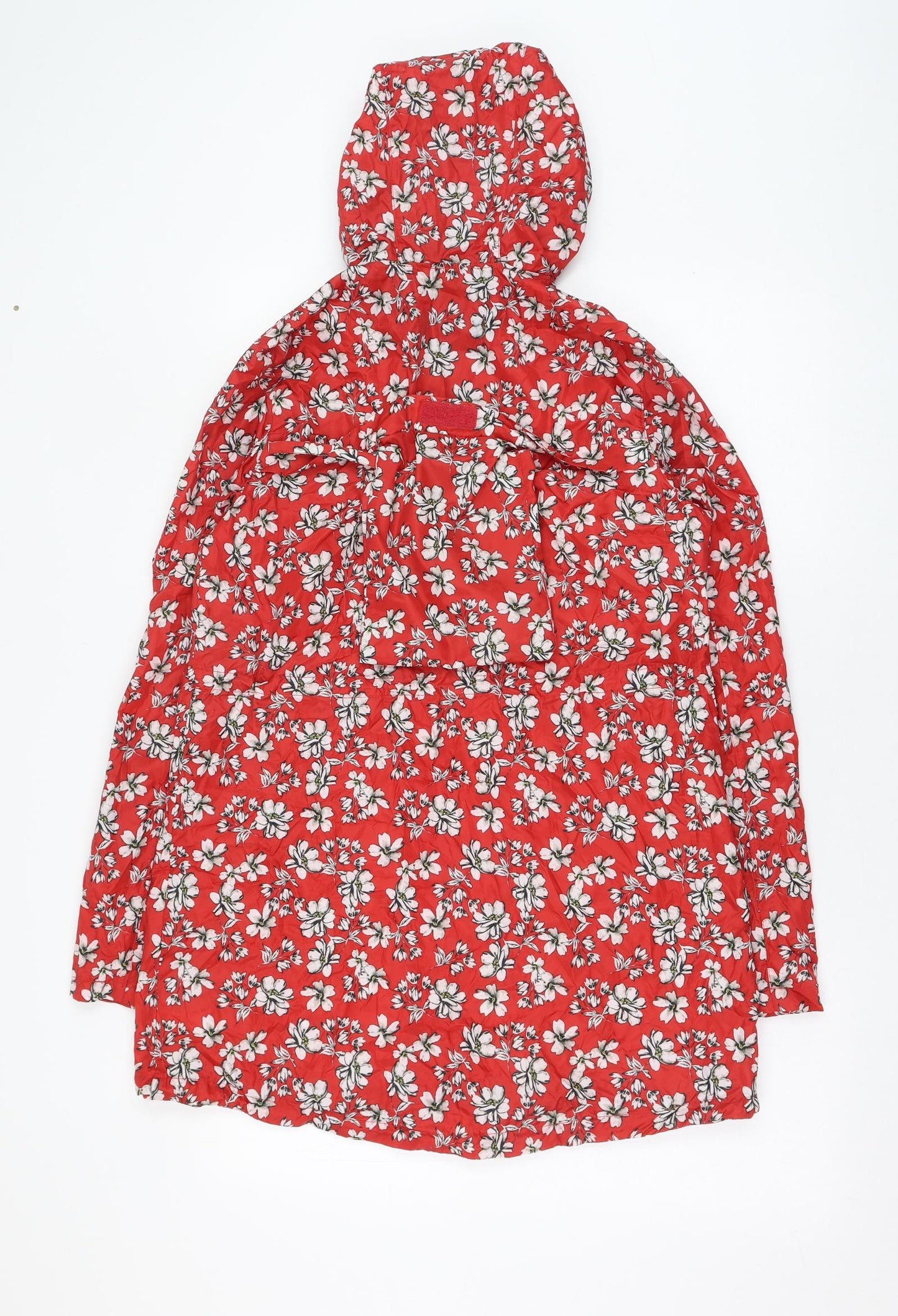 F&F Womens Red Floral  Rain Coat Coat Size 8  Zip