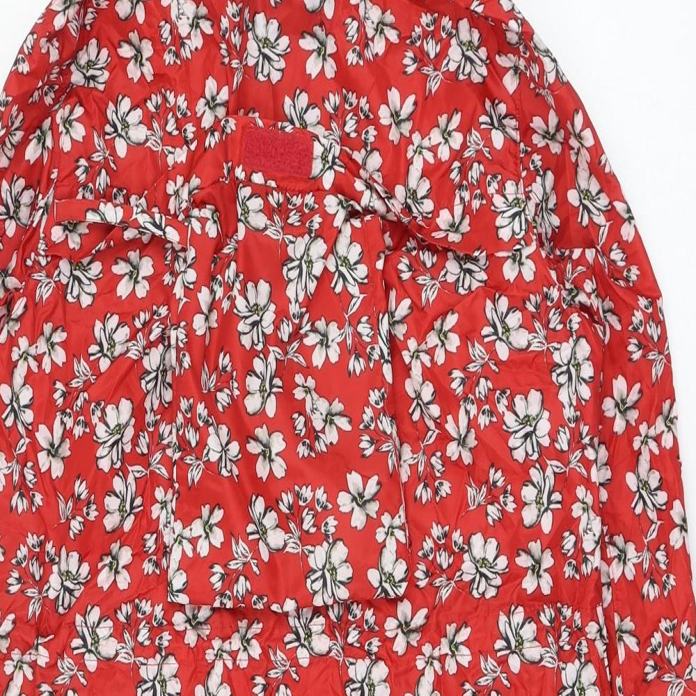 F&F Womens Red Floral  Rain Coat Coat Size 8  Zip