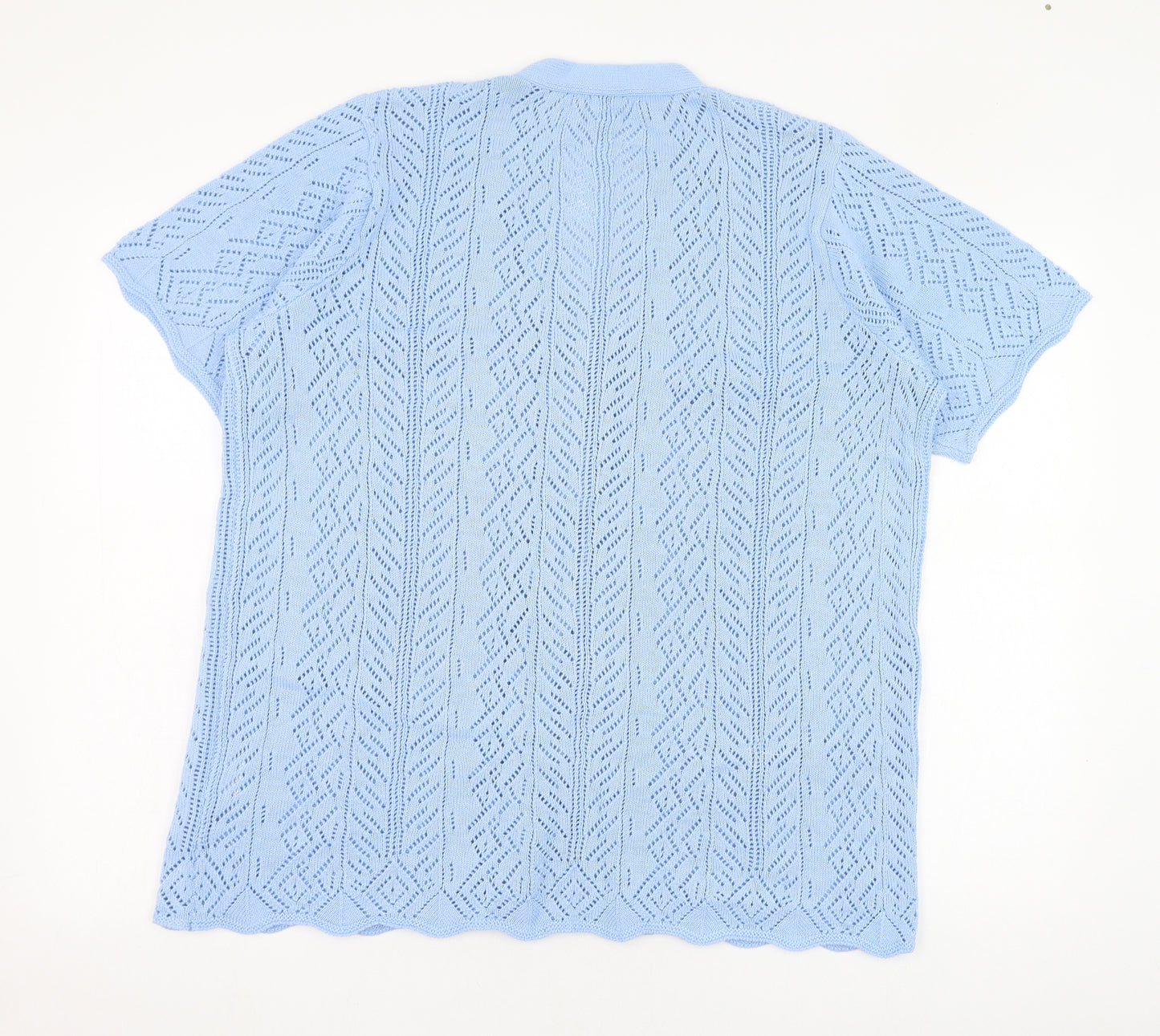 Daxon Womens Blue V-Neck  Cotton Cardigan Jumper Size 18
