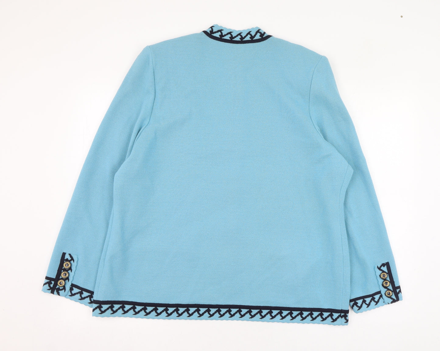 Belmonde Womens Blue Round Neck  Acrylic Cardigan Jumper Size 20