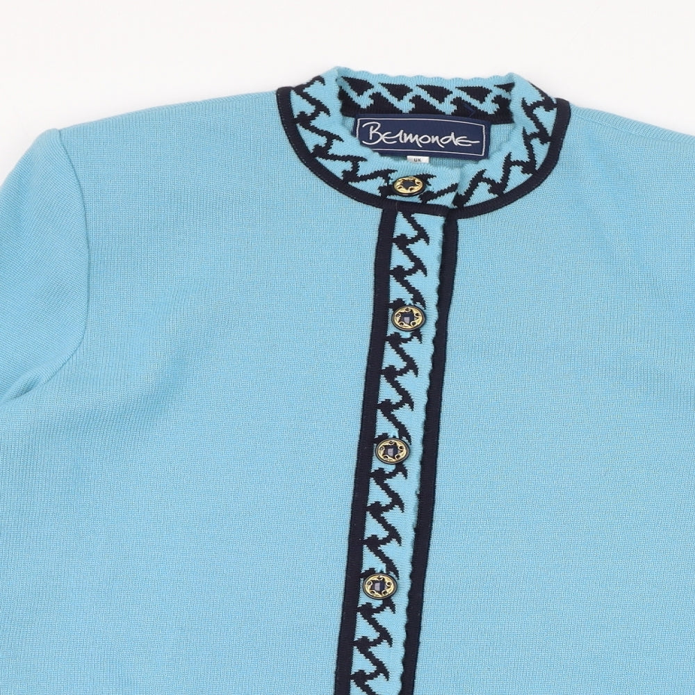 Belmonde Womens Blue Round Neck  Acrylic Cardigan Jumper Size 20