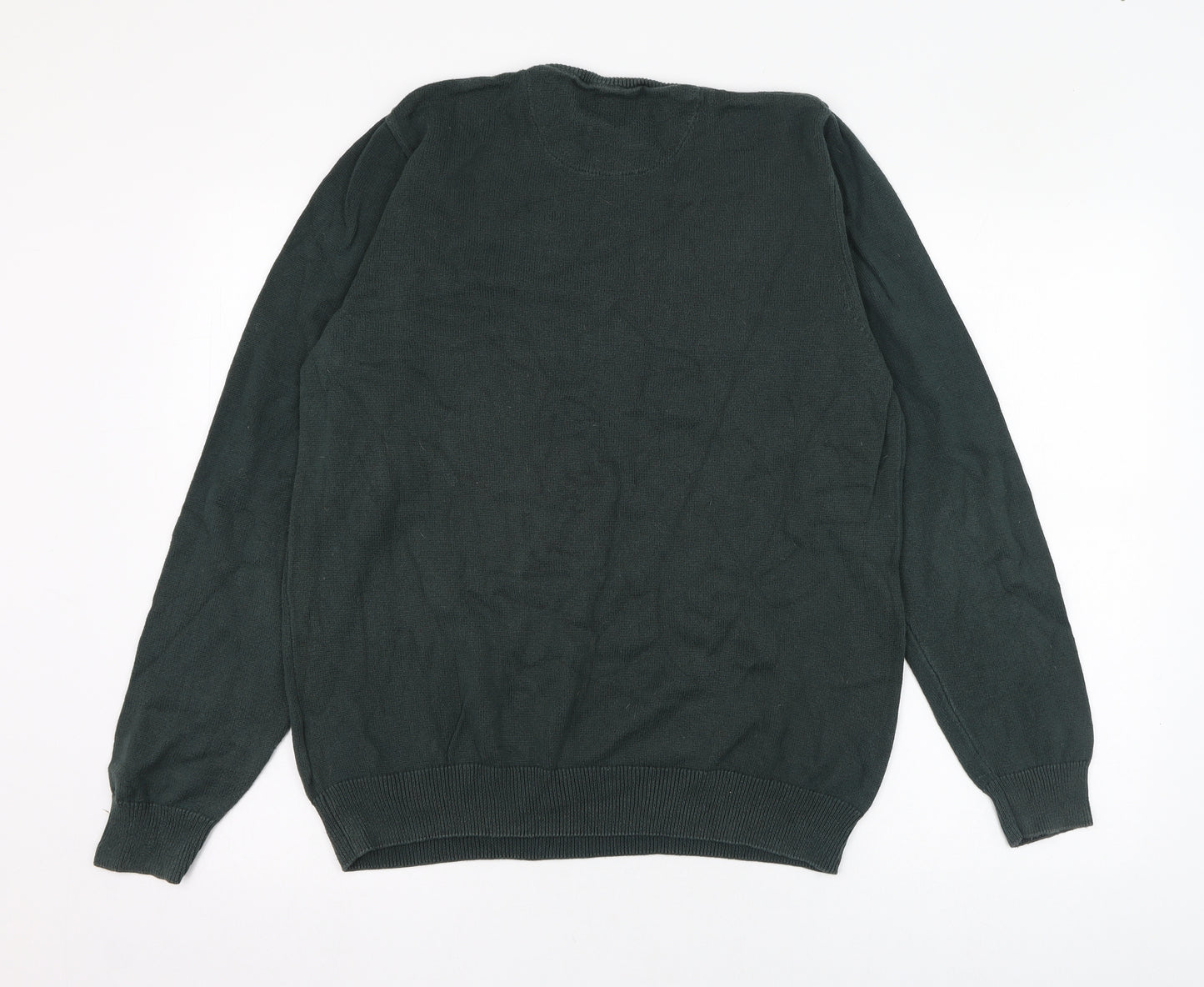 Marks and Spencer Mens Green Round Neck  Cotton Pullover Jumper Size M