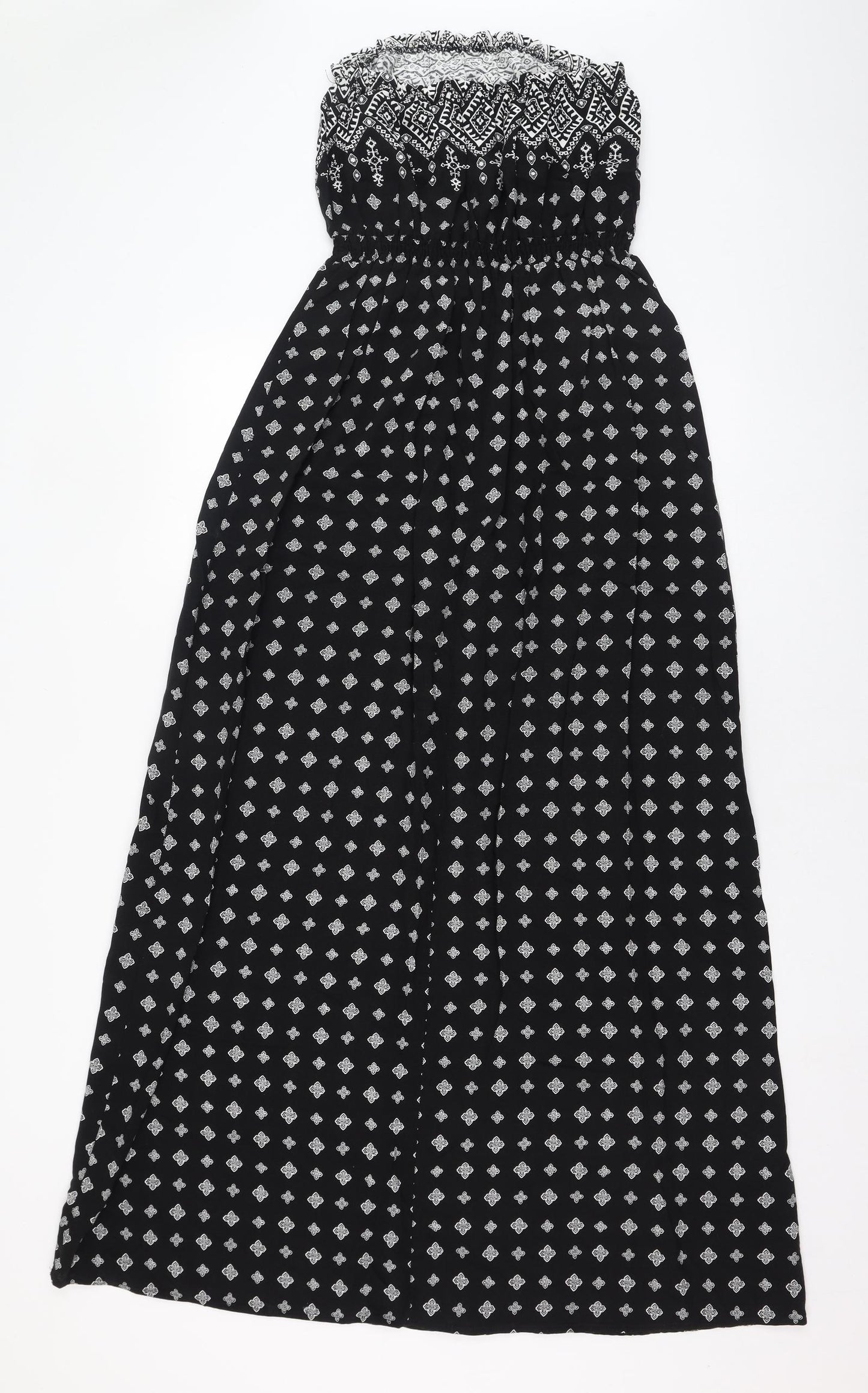 New Look Womens Black Geometric Viscose Maxi  Size 12  Off the Shoulder Pullover