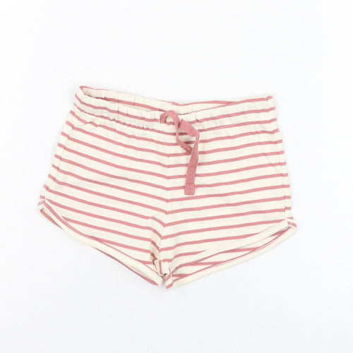H&M Girls Ivory Striped Cotton Cropped Trousers Size 9-12 Months  Pullover