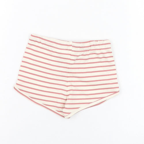 H&M Girls Ivory Striped Cotton Cropped Trousers Size 9-12 Months  Pullover