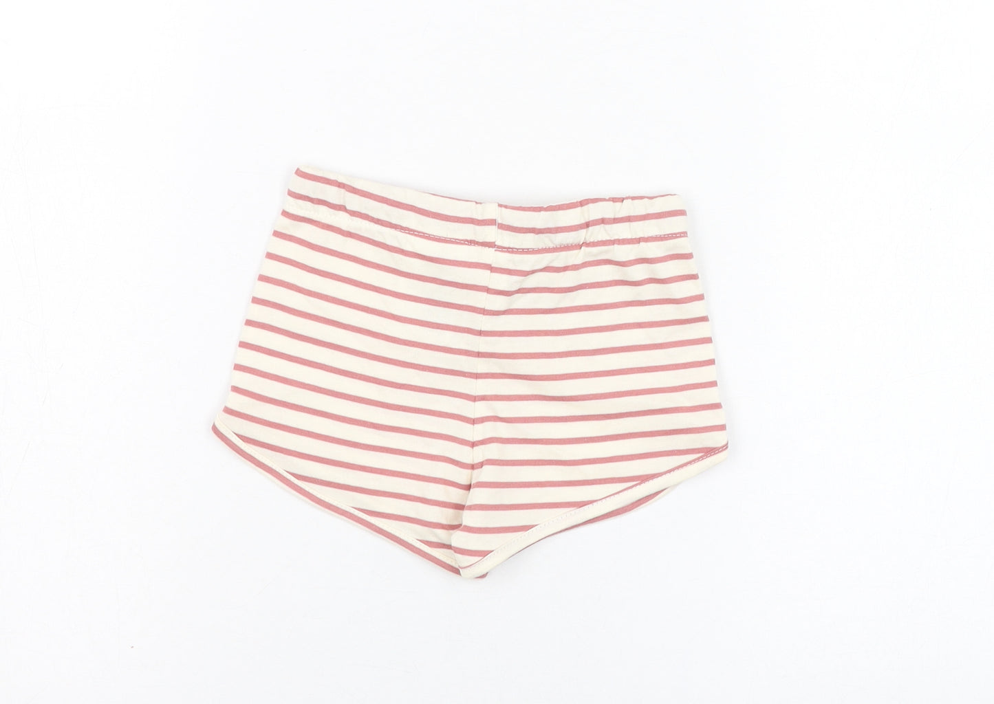 H&M Girls Ivory Striped Cotton Cropped Trousers Size 9-12 Months  Pullover