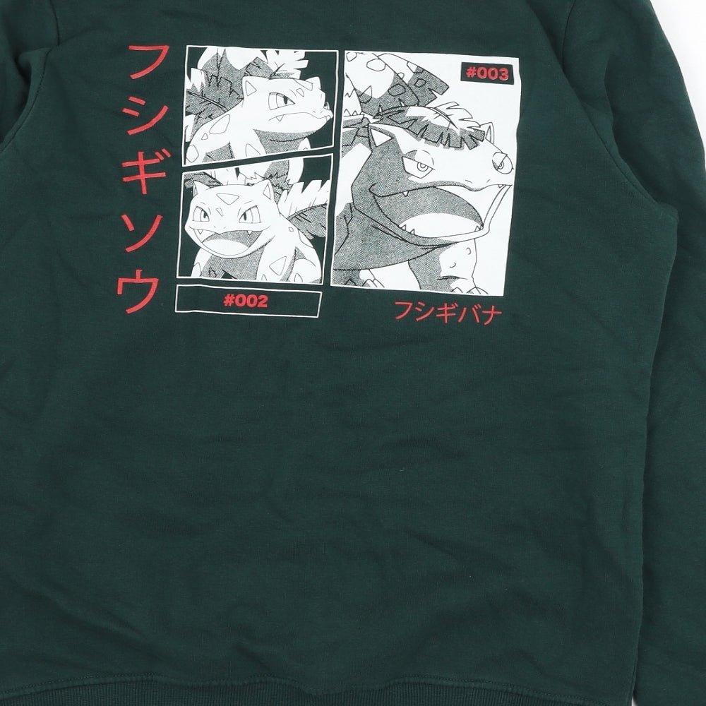 Pokemon Mens Green  Cotton Pullover Sweatshirt Size M   - Pokemon