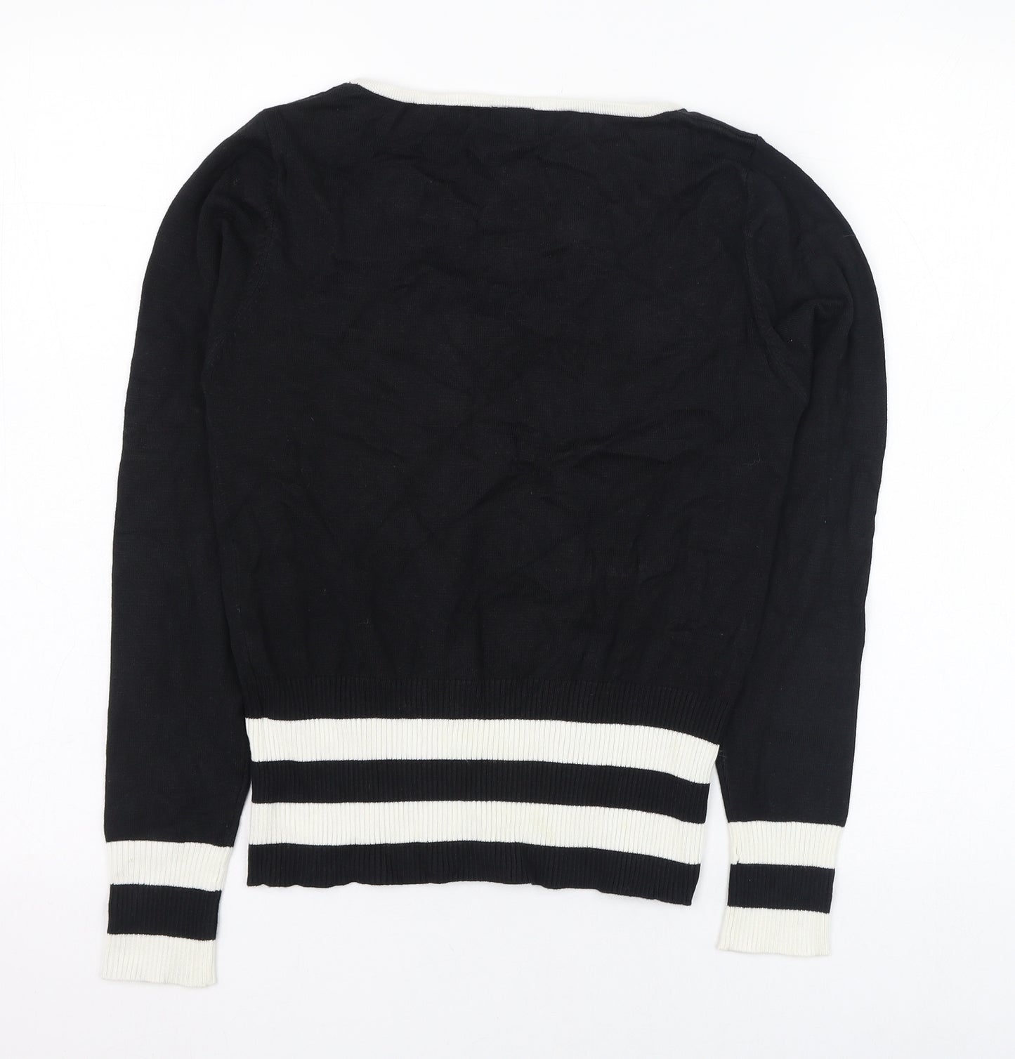 New Look Womens Black V-Neck  Viscose Pullover Jumper Size 12