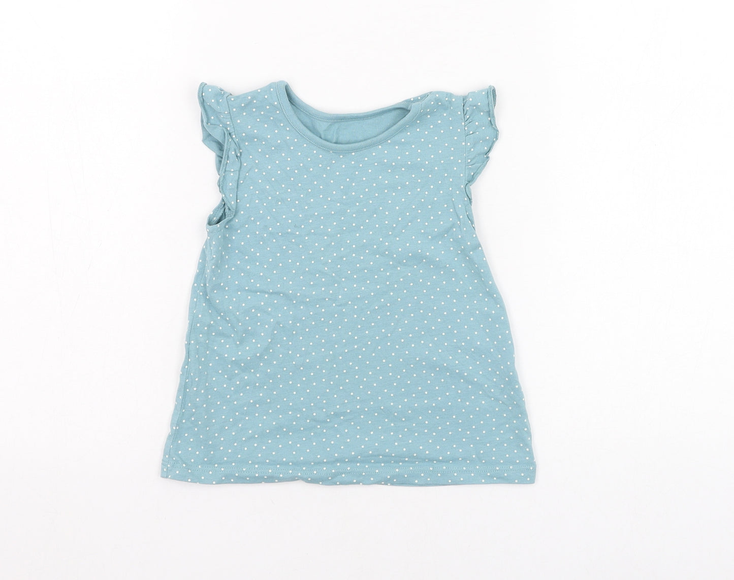 George Girls Blue Polka Dot Cotton Basic Tank Size 12-18 Months Round Neck Pullover
