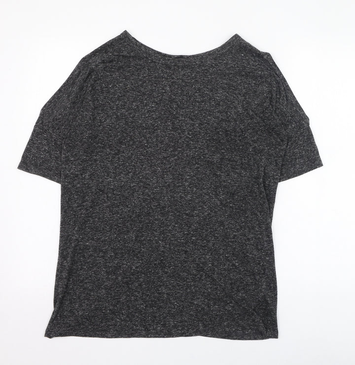 New Look Womens Grey Polyester Basic T-Shirt Size 12 Round Neck