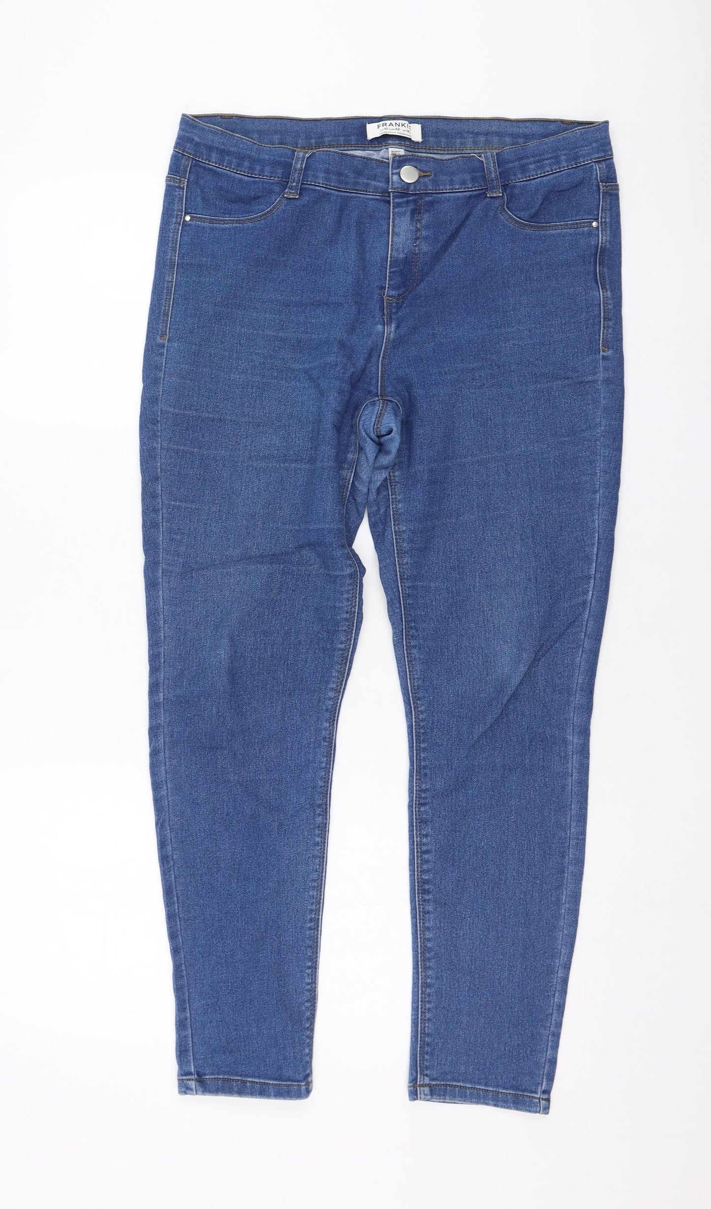 Dorothy Perkins Womens Blue  Cotton Skinny Jeans Size 14 L26 in Regular Zip