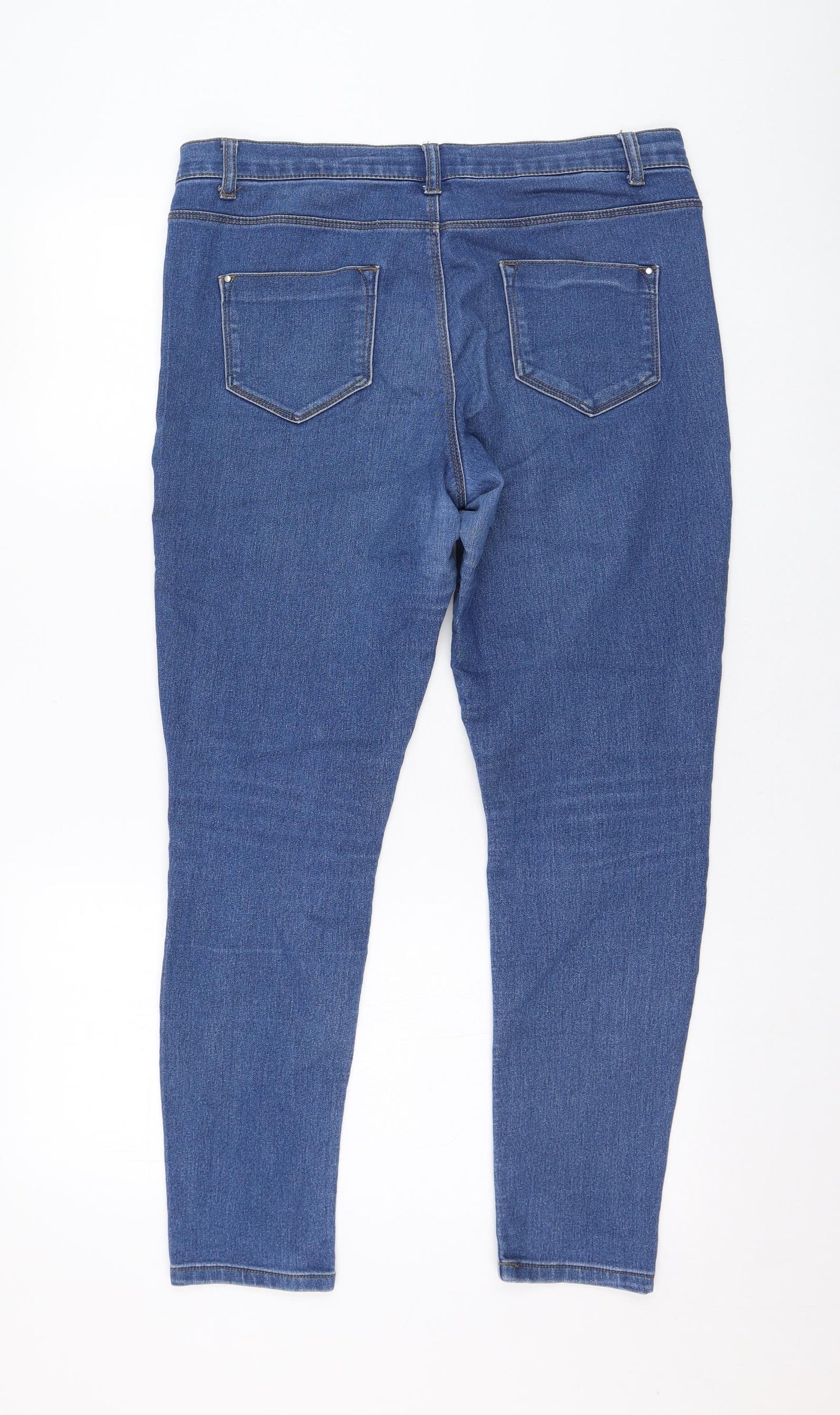 Dorothy Perkins Womens Blue  Cotton Skinny Jeans Size 14 L26 in Regular Zip