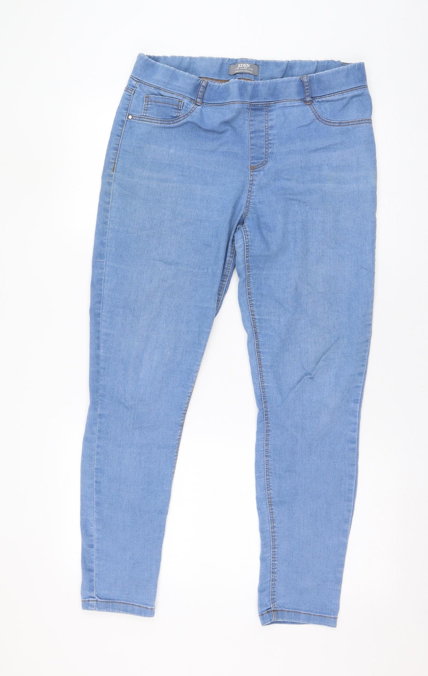 Dorothy Perkins Womens Blue  Cotton Skinny Jeans Size 14 L27 in Regular