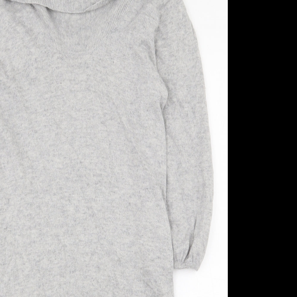 Matalan Womens Grey  Viscose Jumper Dress  Size 14  Roll Neck Pullover
