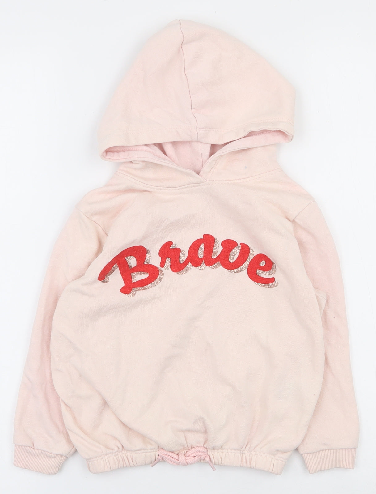 H&M Girls Pink  Cotton Pullover Hoodie Size 4-5 Years  Pullover - 4-6