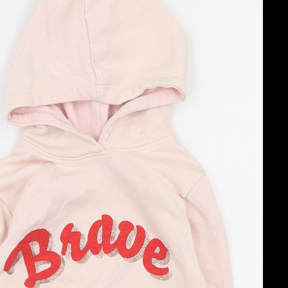H&M Girls Pink  Cotton Pullover Hoodie Size 4-5 Years  Pullover - 4-6