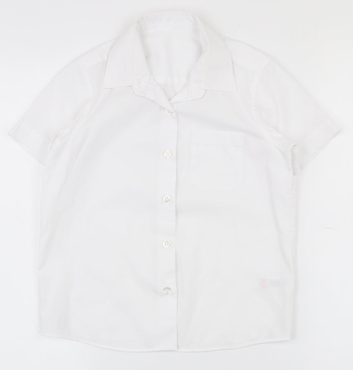 Dunnes Stores Girls White Polyester Basic Button-Up Size 5-6 Years Collared Button - School wear