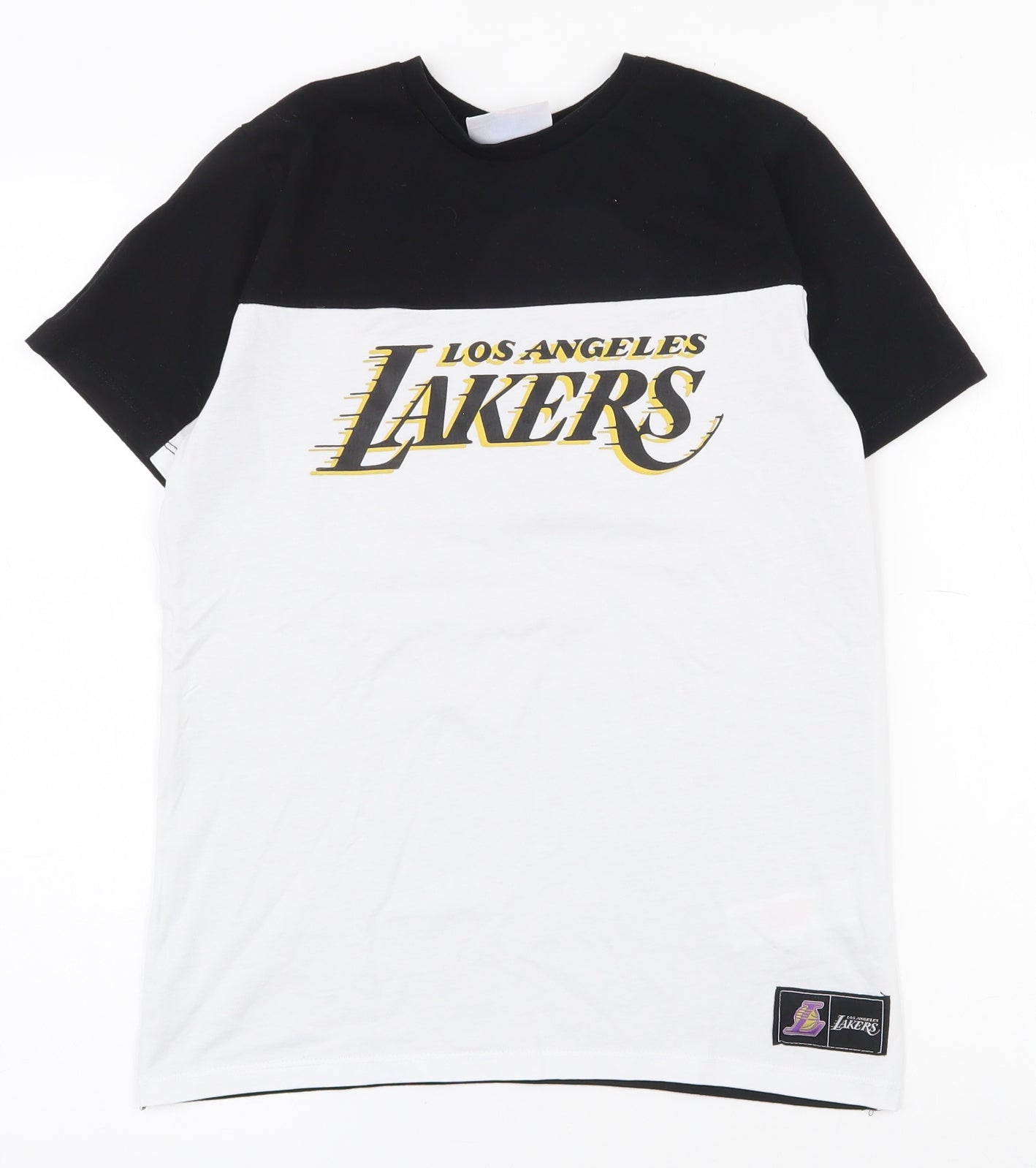 Primark Boys White  100% Cotton Pullover T-Shirt Size 10-11 Years Crew Neck Pullover - NBA Los Angeles Lakers