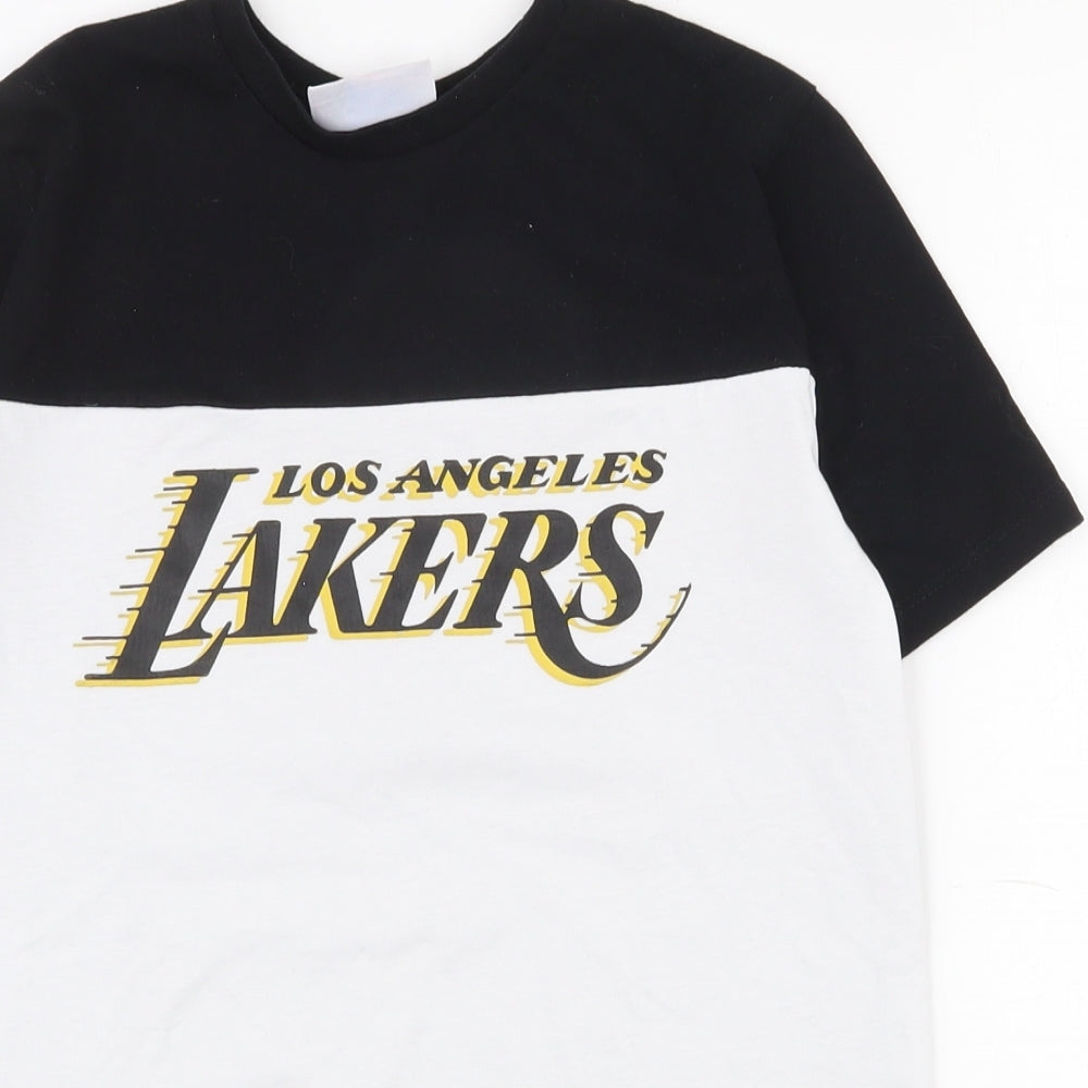 Primark Boys White  100% Cotton Pullover T-Shirt Size 10-11 Years Crew Neck Pullover - NBA Los Angeles Lakers