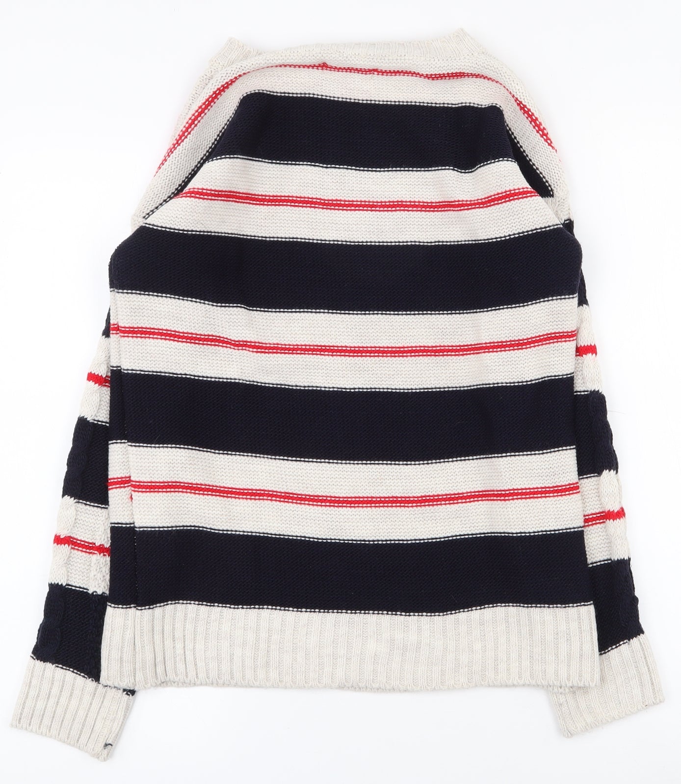 Grace Womens Multicoloured Round Neck Striped Acrylic Pullover Jumper Size S