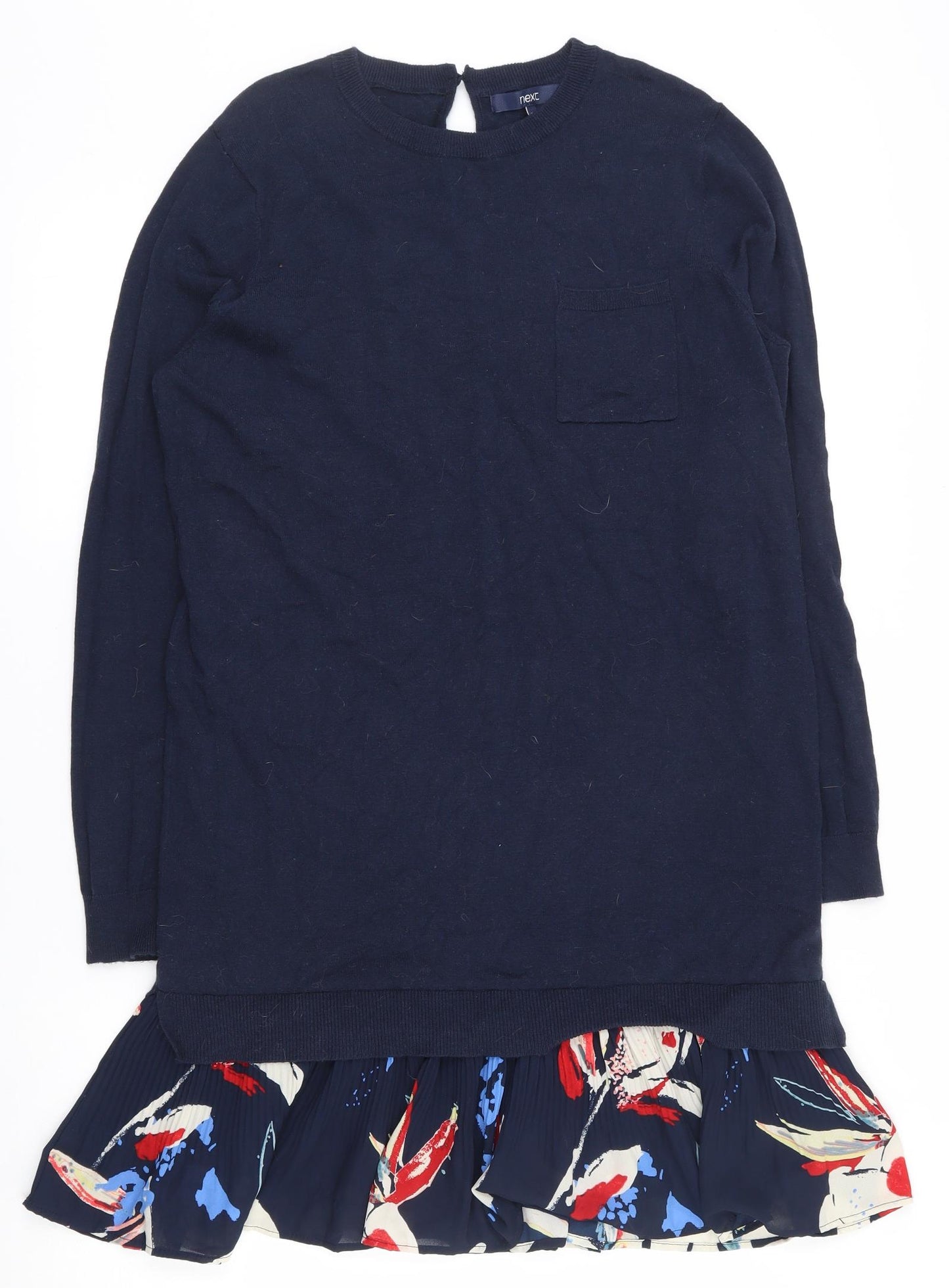 NEXT Womens Blue  Cotton Jumper Dress  Size 14  Round Neck Pullover