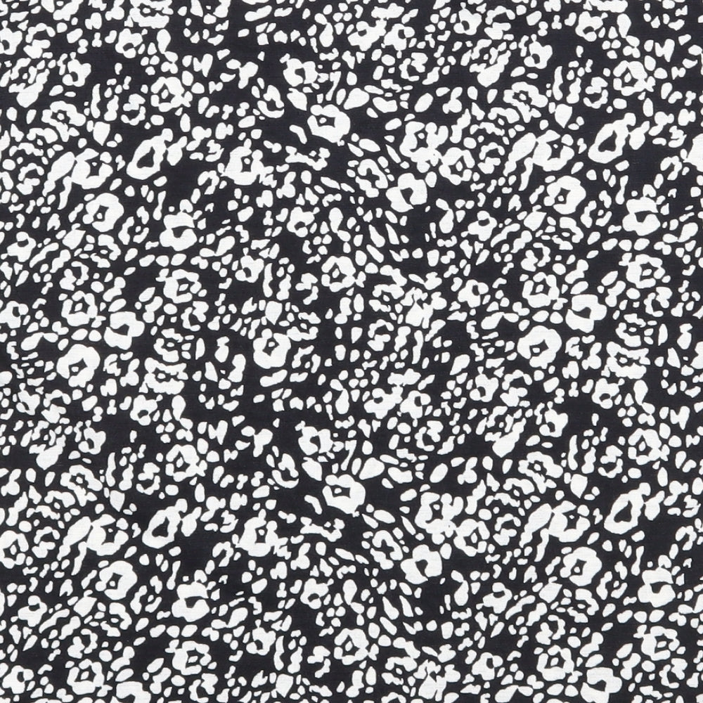 F&F Womens Black Animal Print Polyester Basic Blouse Size 8 Round Neck