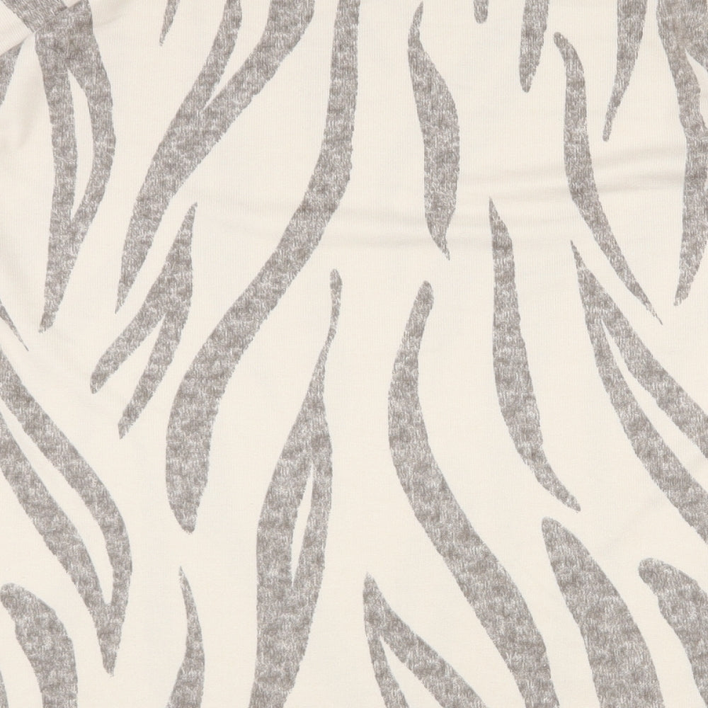 TU Womens Beige Animal Print Polyester Basic T-Shirt Size 22 Round Neck