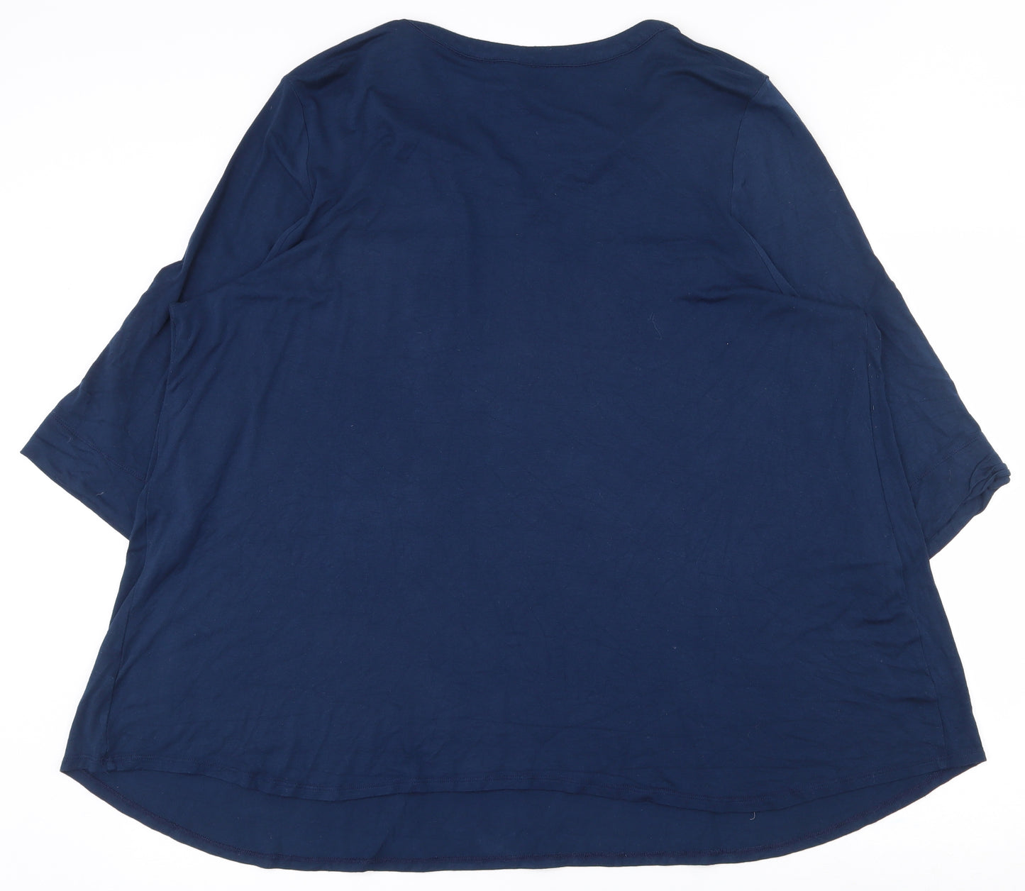 Preworn Womens Blue  Viscose Tunic Blouse Size 26 Round Neck - 26-28