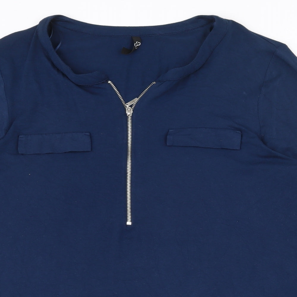 Preworn Womens Blue  Viscose Tunic Blouse Size 26 Round Neck - 26-28