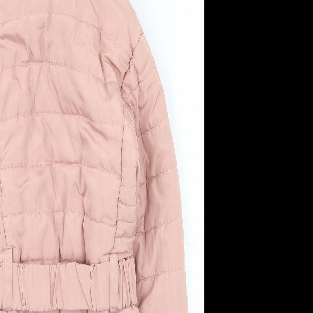 F&F Girls Pink   Puffer Jacket Coat Size 6-7 Years  Zip