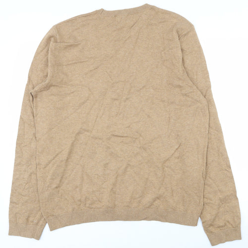 Topman Mens Brown Crew Neck  Cotton Pullover Jumper Size XL