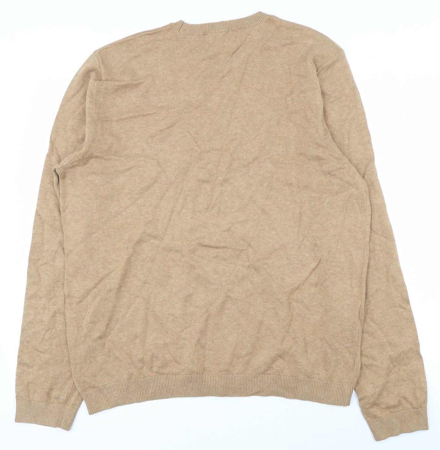 Topman Mens Brown Crew Neck  Cotton Pullover Jumper Size XL